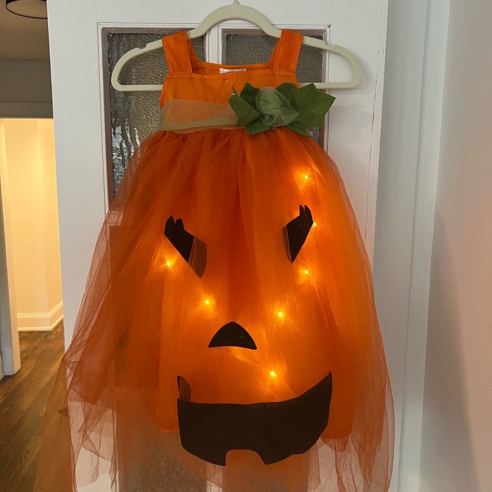 Pottery Barn Kids Pumpkin Light Up Tutu Dress sz4-6 FREE SHIPPING